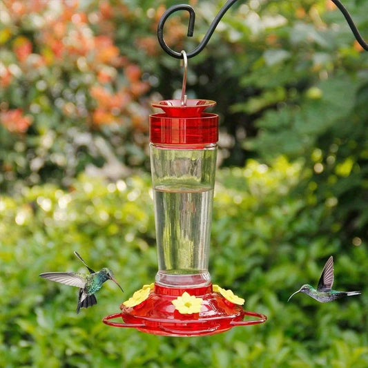 13.5 oz Hanging Hummingbird Feeder with Flower Design