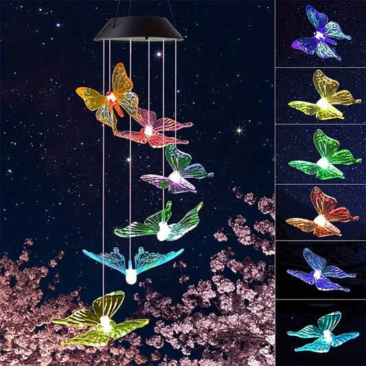 Color Changing Solar Butterfly Wind Chime Light